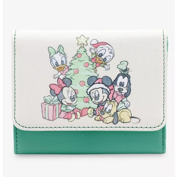 Loungefly Snap Wallet BABY MICKEY & FRIENDS Christmas Tree Green Minnie NWT - Picture 5 of 7